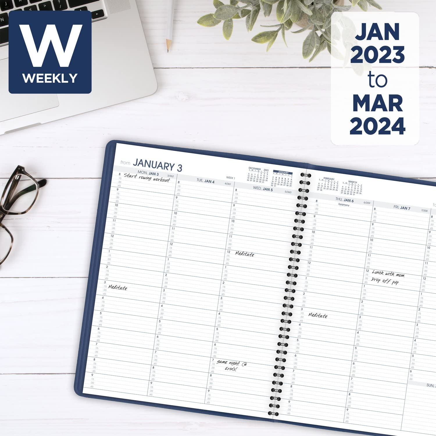 AT-A-GLANCE 2023 Weekly & Monthly Planner, Hourly Appointment Book, 8-1/2" x 11", Large, Lacey (541-905) - Image 2